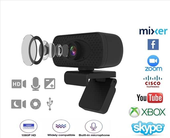 מצלמת רשת 1080P Full HD עם מיקרופון מובנה Webcam