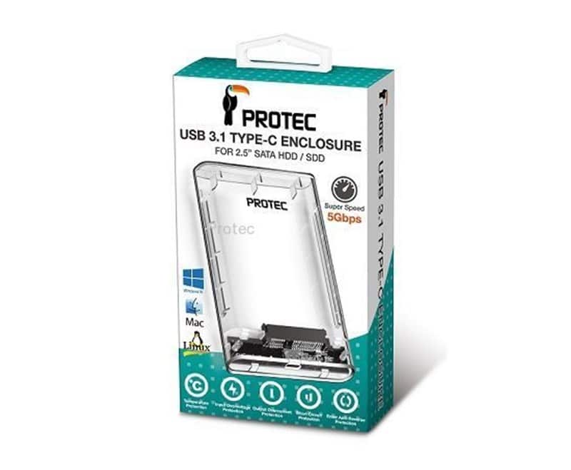 מארז חיצוני Protec DM161 SATA USB3 2.5 שקוף