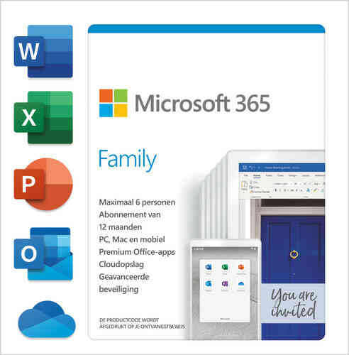 Microsoft Office 365 Family מנוי לשנה מיקרוסופט