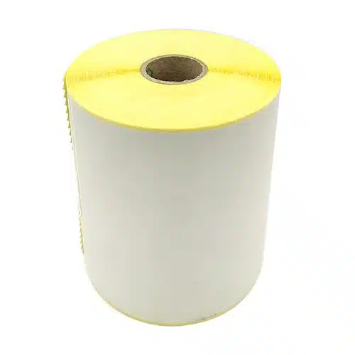 גליל מדבקות נייר טרמי למדפסות ברקוד: 100/150 ממ – 350 מדבקות בגליל